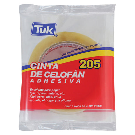 Cinta Adhesiva Tuk 205 Transparente 24Mmx65M C/6 FullOffice.com