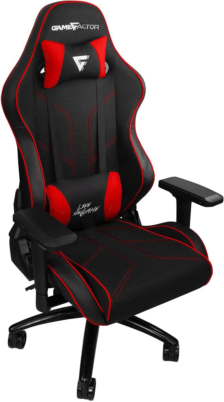 Silla Game Factor Cgc600 Tela Reclinable Con Descansa Brazos 4D Estrella Metálica Color Rojo-Negro - Cgc600-Rd FullOffice.com