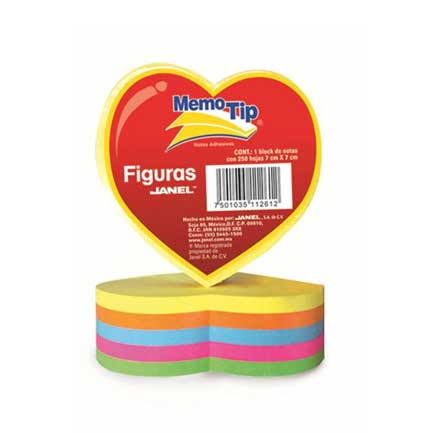 Notas Adhesivas Janel Memo Tip Corazon 3X3 C/250 - 6600303Corazon FullOffice.com