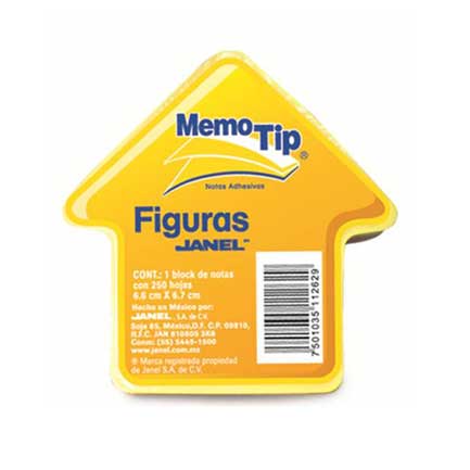 Notas Adhesivas Janel Memo Tip Flecha 3X3 C/250 - 6600303Flecha FullOffice.com