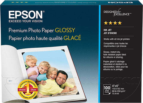 Epson Premium Photo Paper Borderless 4 x 6" 100 Sheets Papel 4 x 6"