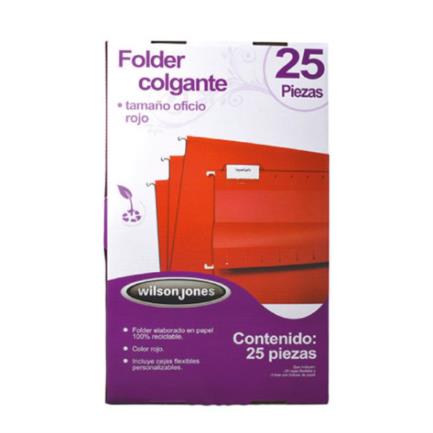 Folder Acco Colgante Oficio Color Rojo C/25 Piezas - P3633