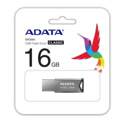 Memoria Usb Adata Uv250 Metálica 16 Gb V2.0 Color Negro-Plata - Auv250-16G-Rbk FullOffice.com