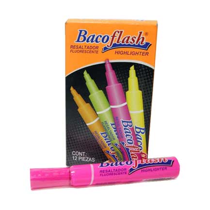 Resaltador Bacoflash Rosa C/12 - Bacoflashrs FullOffice.com