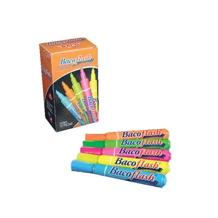Resaltador Bacoflash Mxt-07 Barril Plastico Verde C/12 - Bacoflashve FullOffice.com