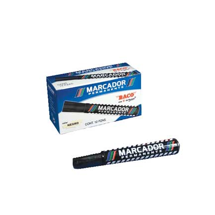 Marcador Baco Permanente Plastico Negro C/12 - Mr011 FullOffice.com