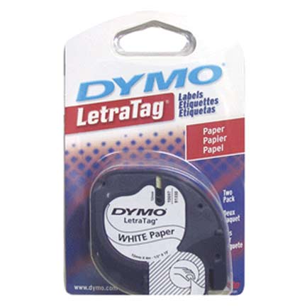 Cinta Etiquetadora Dymo Letratag Negro Sobre Blanco Papel Pqte C/2 - 10697 FullOffice.com