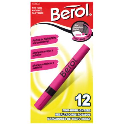 Resaltador Berol Rosa Pqte/12 - 11201212112 FullOffice.com