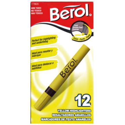 Resaltador Berol Amarillo C/12 - 11201212101 FullOffice.com