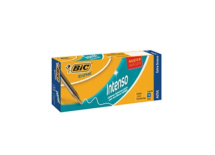Bolígrafo Bic Cristal Intenso 1.6 Mm Azul C/12Pza - Cbb-12A FullOffice.com