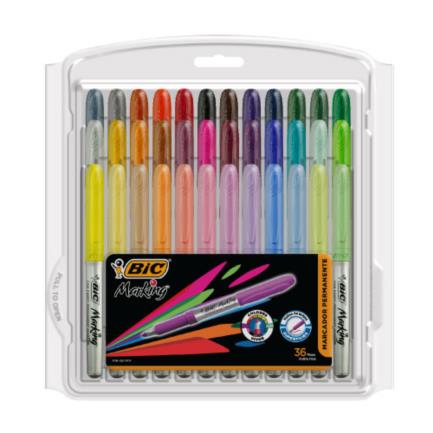 Marcador Bic Marking Permanente Grip Colores Surtidos C/36 Pzas - 964986 FullOffice.com