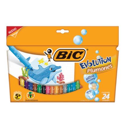 Plumones Bic Evolution Ultra Lavables Colores Surtidos C/24 Pzas - 943480 FullOffice.com