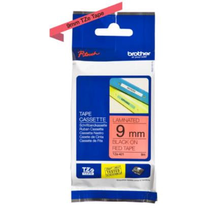 Cinta Brother Tze421 Laminada Estándar Texto Negro Sobre Cinta Roja 9Mmx8M - Tze421 FullOffice.com