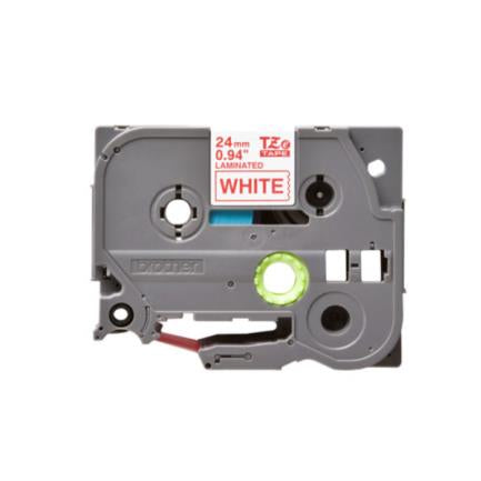 Cinta Brother Laminada Estándar Texto Rojo Sobre Cinta Blanca 24Mmx8M - Tze252 FullOffice.com