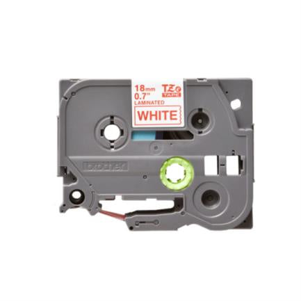 Cinta Brother Tze242 Laminada Texto Rojo Fondo Blanco 18Mm - Tze242 FullOffice.com
