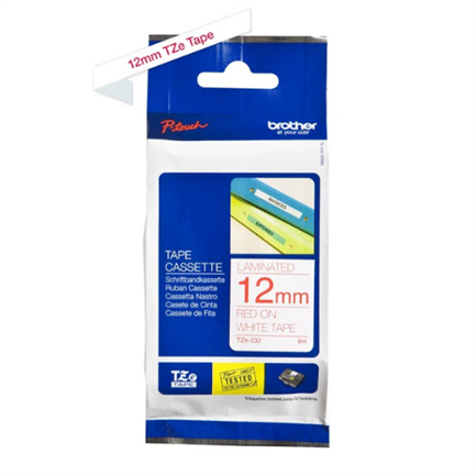 Cinta Brother Rojo/Blanco 12Mm - Tze232 FullOffice.com