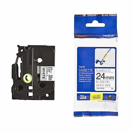 Cinta Brother Flexible Negro Sobre Blanco 24Mm - Tzefx251 FullOffice.com