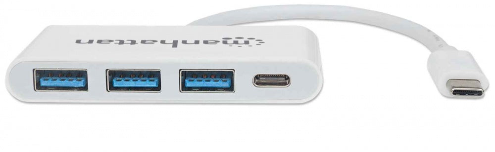 Hub Manhattan 3 Puertos Usb 3.2 Gen1 Con Power Delivery Color Blanco - 163552 FullOffice.com