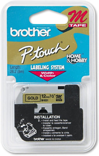 Cinta Brother M831 Negro/Dorado 12Mm Pt85 100/110 - M831 FullOffice.com