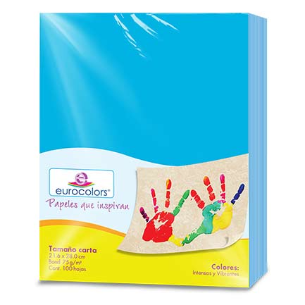 Papel Cortado Eurocolors Carta Azul Celeste C/100 - Ec0003 FullOffice.com