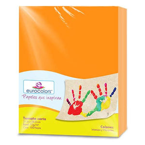 Papel Cortado Eurocolors Carta Naranja Vibrante C/100 - Ec0004 FullOffice.com