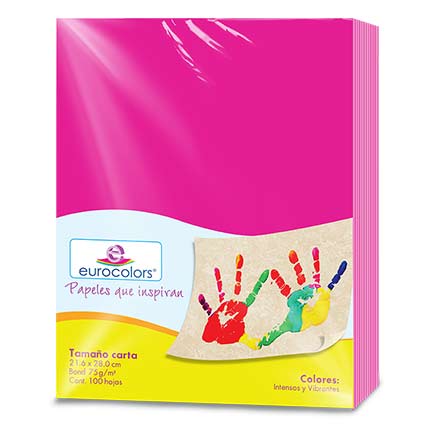 Papel Cortado Eurocolors Carta Rosa C/100 - Ec0005 FullOffice.com