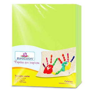 Papel Cortado Eurocolors Carta Verde C/100 - Ec0006 FullOffice.com