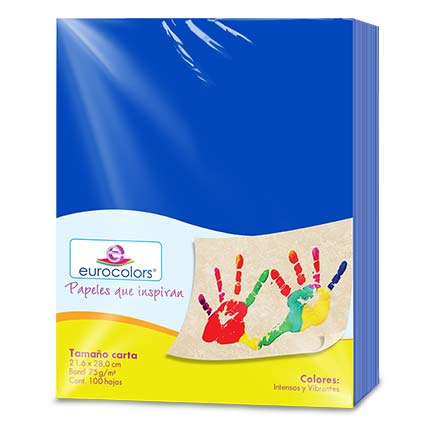 Papel Cortado Eurocolors Carta Azul C/100 - Ec0007 FullOffice.com