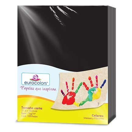 Papel Cortado Eurocolors Carta Negro C/100 - Ec0014 FullOffice.com