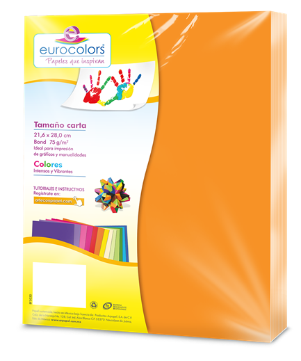 Papel Cortado Eurocolors Carta Papaya Neon C/100 - Ec0097 FullOffice.com