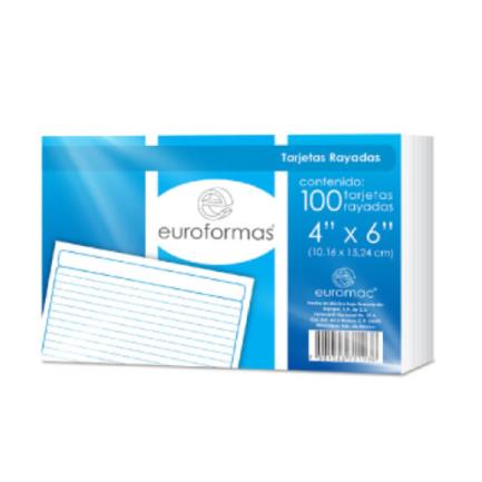 Tarjeta Euroformas Bibliográfica Rayada 4X6 C/100 - Ti0005