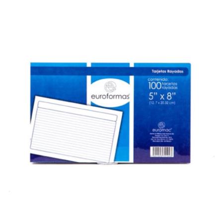 Tarjeta Euroformas Bibliográfica Rayada 5X8 C/100 - Ti0006