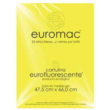 Cartulina Euromac Fluorescente Amarillo 47.5X66Cm C/10 - Ef0031 FullOffice.com