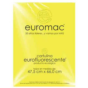 Cartulina Euromac Fluorescente Amarillo 47.5X66Cm C/10 - Ef0031 FullOffice.com