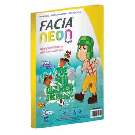 Papel Facia Vision Neon Amarillo Tamaño Carta C/100 Hjs - Facia Neon Amarillo FullOffice.com