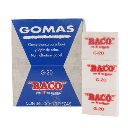Borrador Baco Blanco P/Lapiz Grande C/20 - Gm003 FullOffice.com