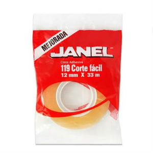 Cinta Janel Adhesiva Corte Fácil 119 12Mmx33M Transparente 1 Pza - 1191233100 FullOffice.com