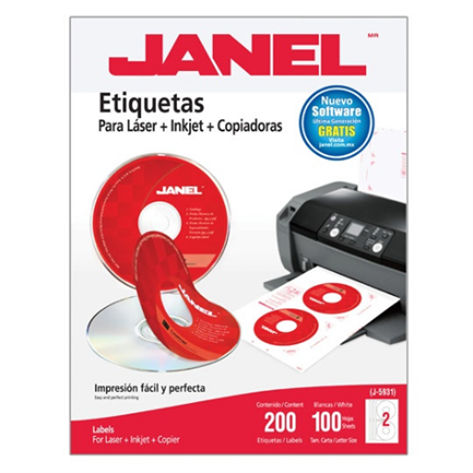 Etiqueta Blanca Janel Para Cd/Dvd 117Mm 25Hjs 50 Etiq - 1085931101 FullOffice.com