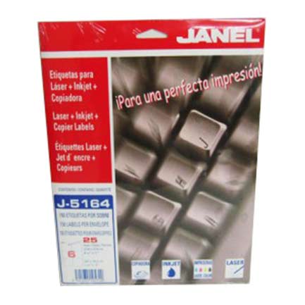 Etiqueta Janel 108 Carta Laser J5164 C/25Hjs De 6 Etiq. - 1085164101 FullOffice.com