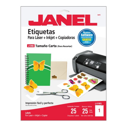 Etiquetas Adhesivas Janel Láser J-5165 216X279Mm C/25 - 1085165101 FullOffice.com