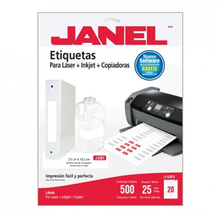 Etiqueta Janel 108 Carta Laser J5261 C/25 Hjs - 1085261101 FullOffice.com