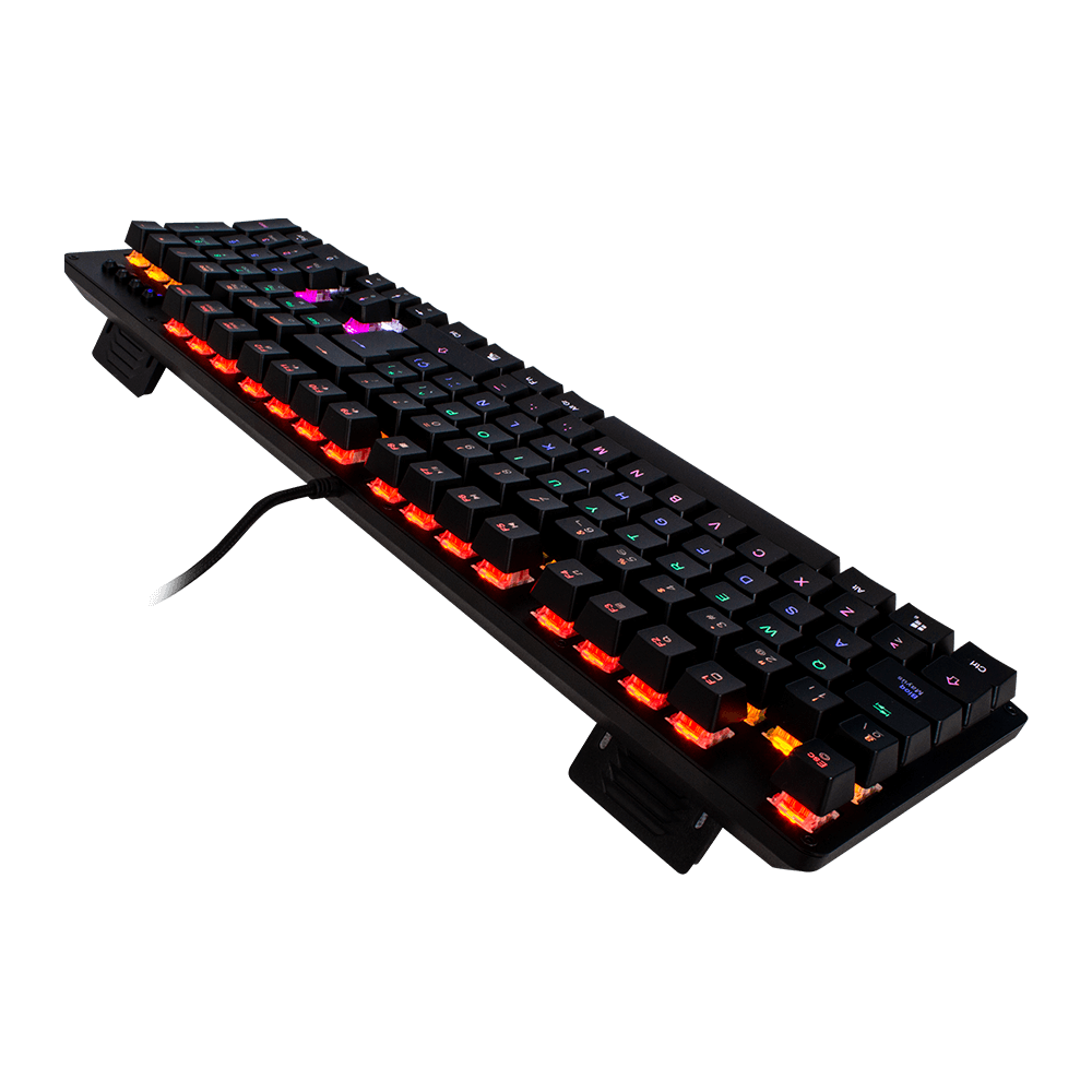 Teclado Mecánico Game Factor Kbg400-Bl Rainbow Switch Azul Usb Color Negro - Kbg400-Bl