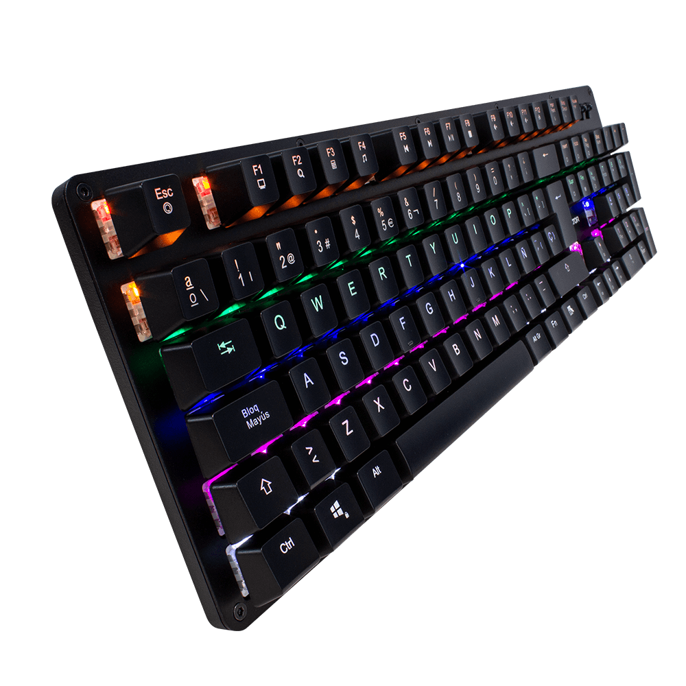 Teclado Mecánico Game Factor Kbg400-Bl Rainbow Switch Azul Usb Color Negro - Kbg400-Bl
