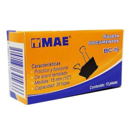 Sujeta Documentos Mae 15Mm(1/2") 12 Pzas - Bc-15