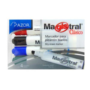 Marcador Magistral Clásico Plástico Pizarrón Blanco Colores Surtidos C/4 Pzas - 83474 FullOffice.com