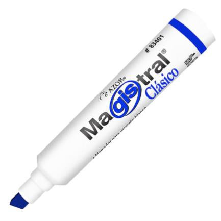 Marcador Magistral Clásico Plástico Pizarrón Blanco Color Azul C/12 Pzas - 83403 FullOffice.com