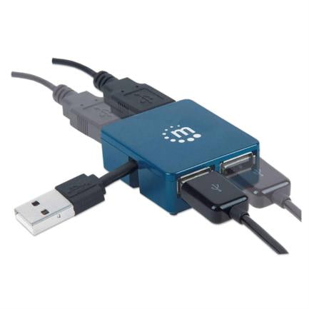 Micro Hub Manhattan Usb 2.0 Alta Velocidad 4 Puertos Color Azul - 160605 FullOffice.com