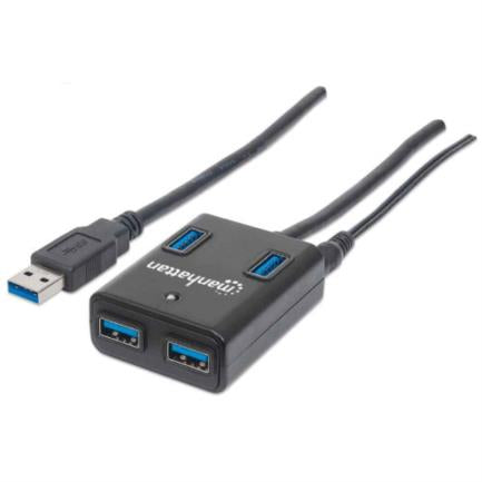 Hub Manhattan Usb 3.0 Súper Velocidad 4 Puertos Color Negro - 162302 FullOffice.com