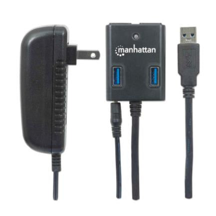Hub Manhattan Usb 3.0 Súper Velocidad 4 Puertos Color Negro - 162302 FullOffice.com