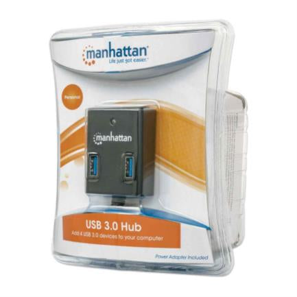 Hub Manhattan Usb 3.0 Súper Velocidad 4 Puertos Color Negro - 162302 FullOffice.com
